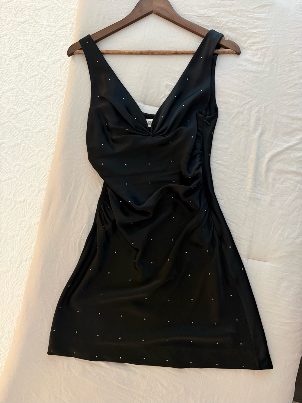 Diane Von Furstenberg - Black Sleeveless Cowl Neck Dress with Crystal Accents